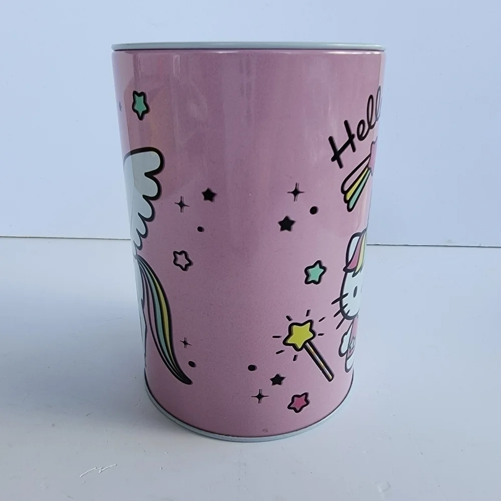 NEW Hello Kitty Sanrio Pink Unicorn Tin Can Coin Bank